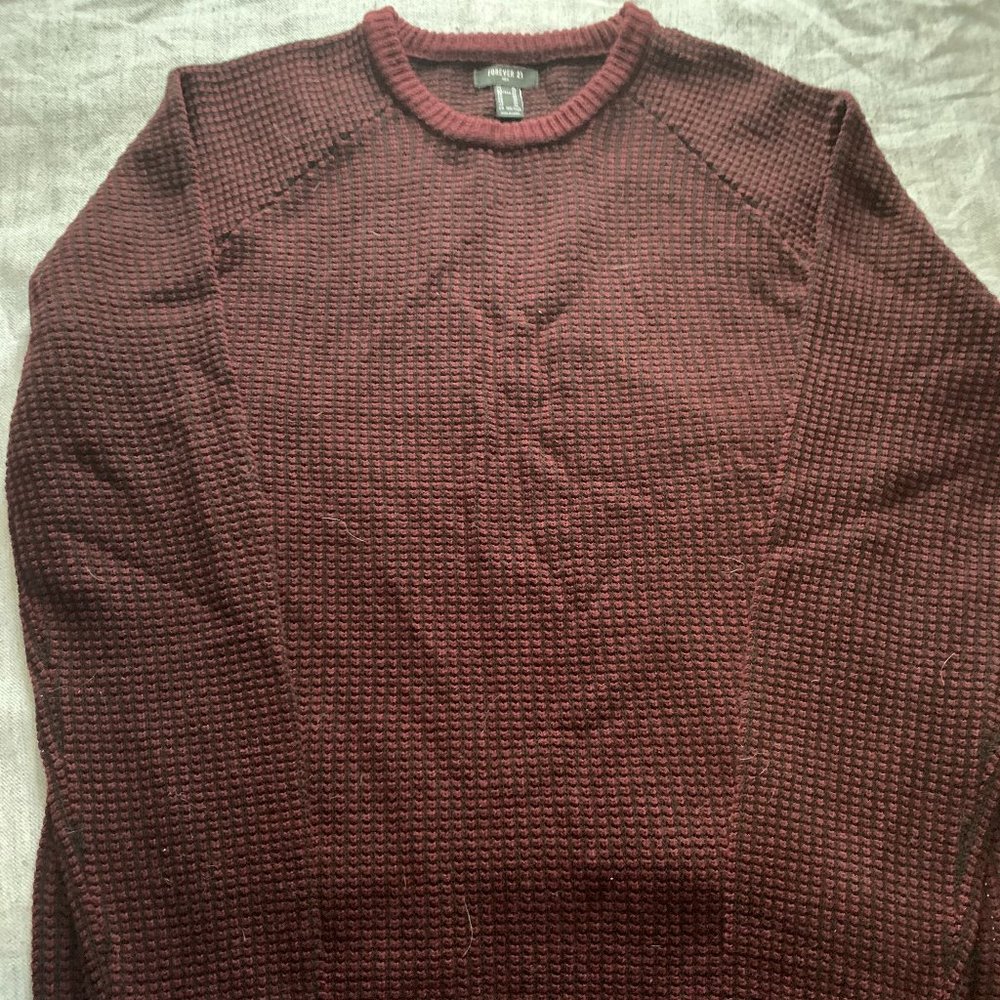 Forever 21 Maroon Waffle-Knit Sweater